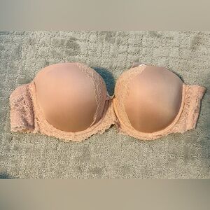 Victoria's Secret Light Pink Lace Push-Up Strapless Bra